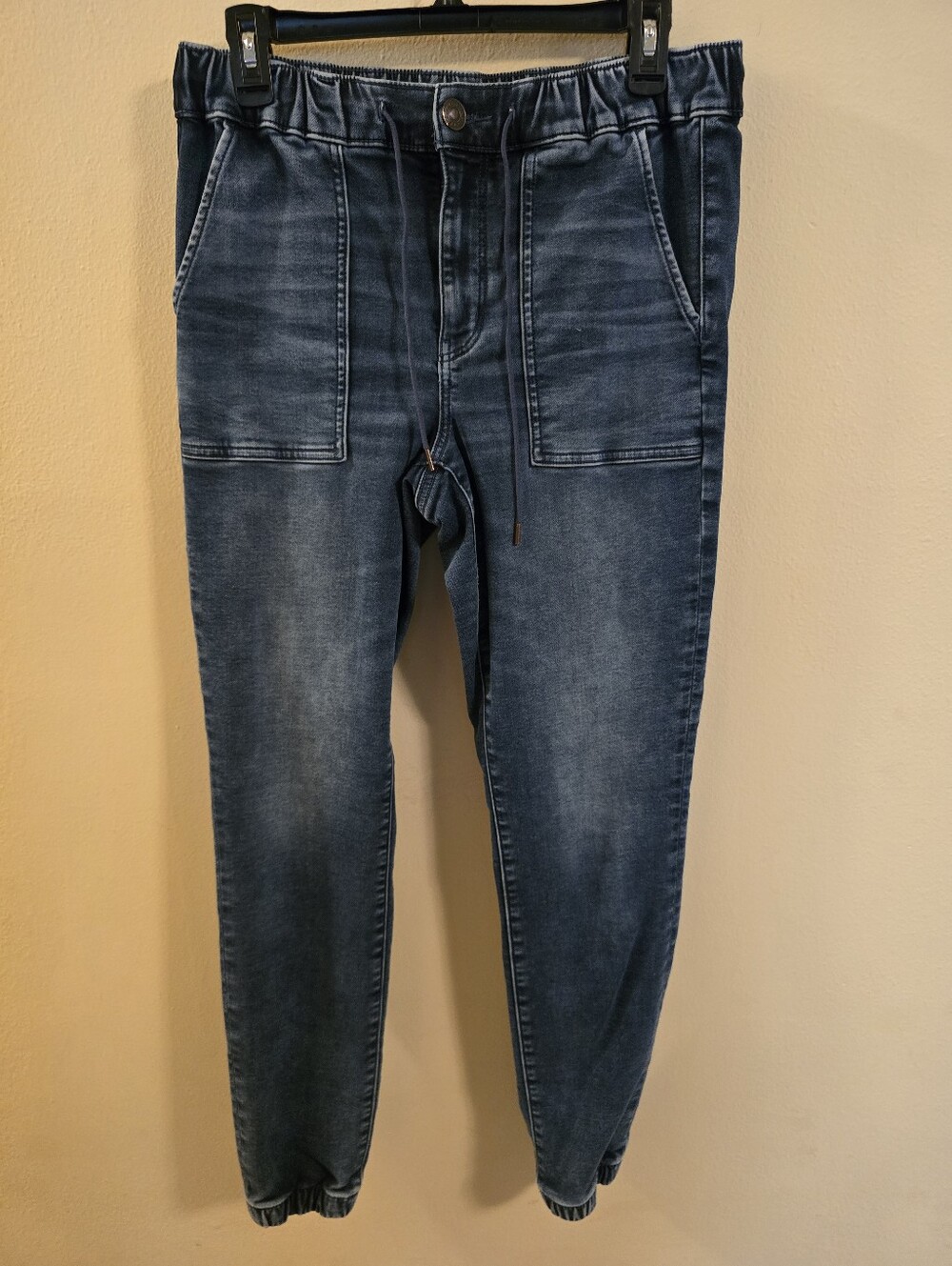 American Eagle Next Level Stretch Denim Joggers Blue Elastic Waist Size 10 Long